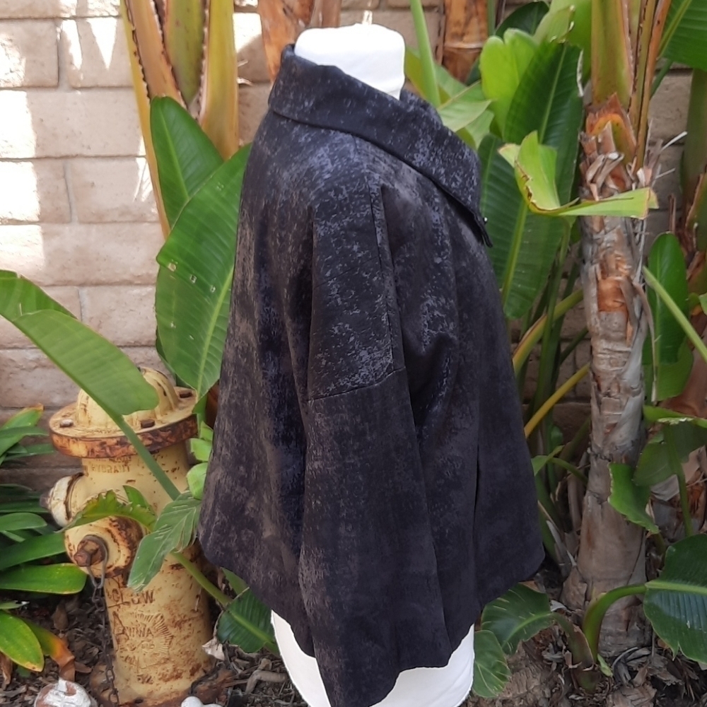 Eileen Fisher gray abstract Jacquard short jacket - Picture 2 of 10